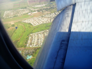 オアフ島上空から見た景色